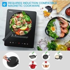 IsEasy Portable Induction Hob 2100W Single Cooking Zone Induction Cooker With 9 Power Levels Setting, 8-hours Timer, Sensor Touch Control, Safety Lock [Energy Class A+++] -Kitchen Supplies Discount Store 100028414 4