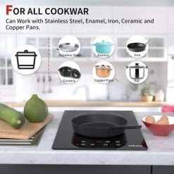 IsEasy Electric Ceramic Hob With Plug-in, Built-in & Portable Cooktop, 30cm 2 Zones 3000W [Energy Class A+] -Kitchen Supplies Discount Store 100028512 4