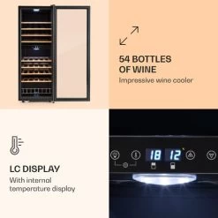 Klarstein Vinamour 54 Duo Wine Refrigerator 2 Zones 148 Litres 54 Bottles Touch Display -Kitchen Supplies Discount Store 22969197 4