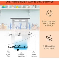 Klarstein Royal Flush Downdraft Cooker Extractor Hood 430 M³ / H 60 Cm -Kitchen Supplies Discount Store 22969344 3
