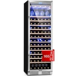 Klarstein Vinovilla Grande 165 Built-in Uno Wine Fridge 425l 165Fl. 3-colour Glass Door