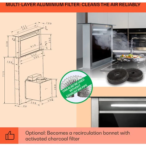 Klarstein Royal Flush Eco Cooker Hood 60 Cm 576 M³/h A+ 7 Klarstein Royal Flush Eco Cooker Hood 60 Cm 576 M³/h A+ - Image 5