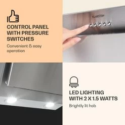 Klarstein Athena Cooker Bonnet 60cm Exhaust Air: 350 M³/h LED Stainless Steel -Kitchen Supplies Discount Store 22969760 4