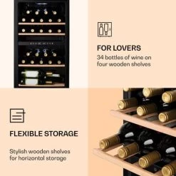 Klarstein Barossa 34 Duo Wine Refrigerator 34 Bottles 80 Litres 2 Zones Touch Control -Kitchen Supplies Discount Store 22969761 5