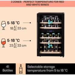 Klarstein Barossa 40 Duo Wine Fridge 2 Zones 41 Bottles Glass Door Touch LED -Kitchen Supplies Discount Store 22969766 3