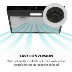 Klarstein Contempo Neo Substructure Cooker Extractor Hood 60cm 175m³ / H LED Stainless Steel Acrylic Black -Kitchen Supplies Discount Store 22970172 3