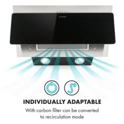 Klarstein Alessia Cooker Extractor Hood Head Free Hood 350 M³ / H Push Control Black -Kitchen Supplies Discount Store 22970374 4