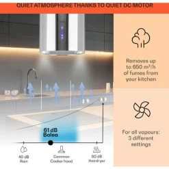 Klarstein Beretta Island Cooker Extractor Hood Ø35cm Exhaust / Circulating Air 650m³ / H LED Stainless Steel -Kitchen Supplies Discount Store 22970406 3