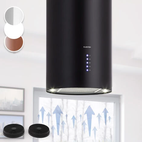 Klarstein Klarstein Beretta Island Cooker Extractor Hood Ø35cm Exhaust / Circulating Air 650m³ / H LED Black 3 Klarstein Klarstein Beretta Island Cooker Extractor Hood Ø35cm Exhaust / Circulating Air 650m³ / H LED Black