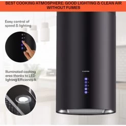 Klarstein Klarstein Beretta Island Cooker Extractor Hood Ø35cm Exhaust / Circulating Air 650m³ / H LED Black 10 Klarstein Klarstein Beretta Island Cooker Extractor Hood Ø35cm Exhaust / Circulating Air 650m³ / H LED Black -Kitchen Supplies Discount Store 22970410 4