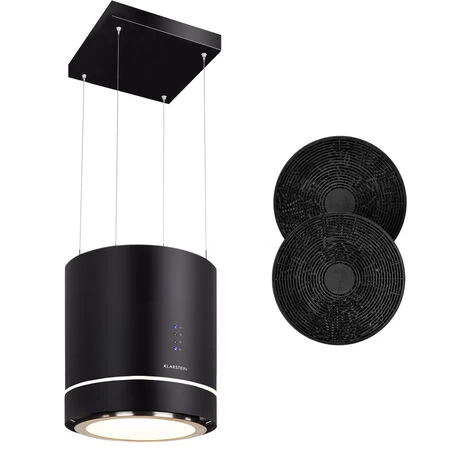 Klarstein Tron Ambience Island Cooker Extractor Hood Ø38cm Recirculation 540m³ / H LED Black 3 Klarstein Tron Ambience Island Cooker Extractor Hood Ø38cm Recirculation 540m³ / H LED Black