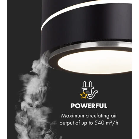 Klarstein Tron Ambience Island Cooker Extractor Hood Ø38cm Recirculation 540m³ / H LED Black 5 Klarstein Tron Ambience Island Cooker Extractor Hood Ø38cm Recirculation 540m³ / H LED Black - Image 3