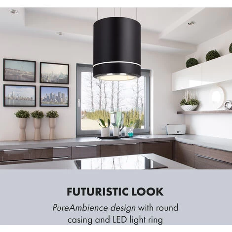 Klarstein Tron Ambience Island Cooker Extractor Hood Ø38cm Recirculation 540m³ / H LED Black 6 Klarstein Tron Ambience Island Cooker Extractor Hood Ø38cm Recirculation 540m³ / H LED Black - Image 4