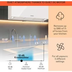 Klarstein Kronleuchter XL Kitchen Island Extractor Hood 90cm Recirculation 590m³/h LED Touchscreen White 9 Klarstein Kronleuchter XL Kitchen Island Extractor Hood 90cm Recirculation 590m³/h LED Touchscreen White -Kitchen Supplies Discount Store 22970682 3