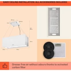 Klarstein Kronleuchter XL Kitchen Island Extractor Hood 90cm Recirculation 590m³/h LED Touchscreen White 11 Klarstein Kronleuchter XL Kitchen Island Extractor Hood 90cm Recirculation 590m³/h LED Touchscreen White -Kitchen Supplies Discount Store 22970682 5