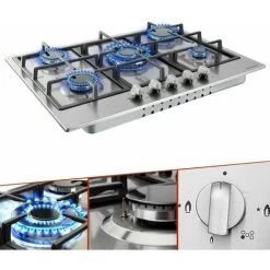 AREBOS Stainless Steel Gas Cooker - 5 Burners - 68 Cm