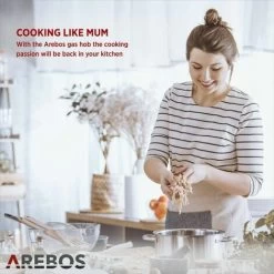 AREBOS Stainless Steel Gas Cooker - 5 Burners - 68 Cm -Kitchen Supplies Discount Store 28598036 3