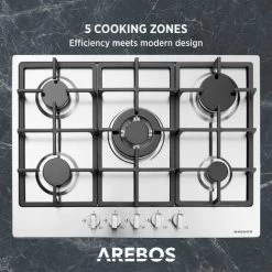 AREBOS Stainless Steel Gas Cooker - 5 Burners - 68 Cm -Kitchen Supplies Discount Store 28598036 4