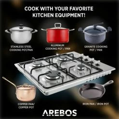 AREBOS Gas Stove 4 Flames Stainless Steel Incl. Grates & Safety Pilot Self-sufficient Suitable For Natural Gas And Propane Gas Gas Hob Gas Cooker -Kitchen Supplies Discount Store 28598145 5