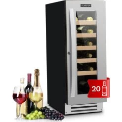 Klarstein Vinovilla Smart Wine Fridge 50l / 20 Bottles Glass Door Stainless Steel