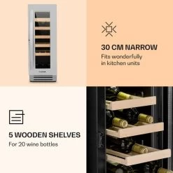 Klarstein Vinovilla Smart Wine Fridge 50l / 20 Bottles Glass Door Stainless Steel -Kitchen Supplies Discount Store 33502956 4