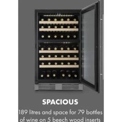 Klarstein Vinovilla 79 Built-In Duo Two-Zone Wine Fridge 190l 79 Bottles 3-Ply Glass Door -Kitchen Supplies Discount Store 33503003 4