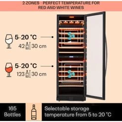 Klarstein Vinovilla Grande 162 Built-in Duo Onyx Edition Wine Fridge 425 Litres 162 Bottles -Kitchen Supplies Discount Store 33503020 3