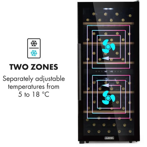 Klarstein Barossa 102 Duo Wine Refrigerator 102 Bottles 226 Litres 2 Zones Touch Control 7 Klarstein Barossa 102 Duo Wine Refrigerator 102 Bottles 226 Litres 2 Zones Touch Control - Image 5