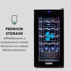 Klarstein Shiraz 15 Slim Uno Wine Fridge 44l Touch Control Panel 5-18°C -Kitchen Supplies Discount Store 33503464 5