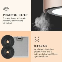 Klarstein Skyfall Smart, Island Extractor Hood, Ø45cm, Circulating Air, 402m³ / H, LED, Stainless Steel, Gold -Kitchen Supplies Discount Store 33504293 5