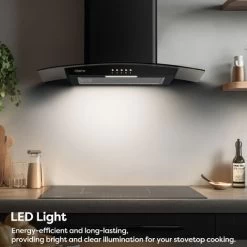 CIARRA 60cm Glass Cooker Hood With Carbon Filter 650m3/h Class A Curved Cooker Hood Black -506BK60 9 CIARRA 60cm Glass Cooker Hood With Carbon Filter 650m3/h Class A Curved Cooker Hood Black -506BK60 -Kitchen Supplies Discount Store 36409463 3