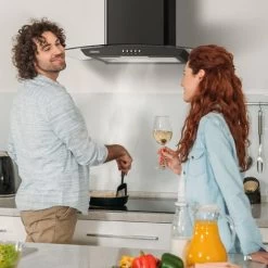 CIARRA 60cm Glass Cooker Hood With Carbon Filter 650m3/h Class A Curved Cooker Hood Black -506BK60 10 CIARRA 60cm Glass Cooker Hood With Carbon Filter 650m3/h Class A Curved Cooker Hood Black -506BK60 -Kitchen Supplies Discount Store 36409463 4