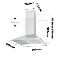 CIARRA 201SS60 Cooker Hood 60cm With Carbon Filters 370m3/h Class A Wall Mounted Extractor Hood 11 CIARRA 201SS60 Cooker Hood 60cm With Carbon Filters 370m3/h Class A Wall Mounted Extractor Hood -Kitchen Supplies Discount Store 36409465 5