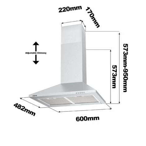 CIARRA 201SS60 Cooker Hood 60cm With Carbon Filters 370m3/h Class A Wall Mounted Extractor Hood 7 CIARRA 201SS60 Cooker Hood 60cm With Carbon Filters 370m3/h Class A Wall Mounted Extractor Hood - Image 5