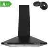 CIARRA 201BK60 Cooker Hood 60cm With Carbon Filters 370m3/h Class A Wall Mounted Extractor Hood - Black