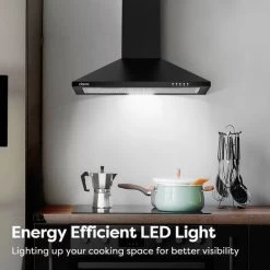 CIARRA 201BK60 Cooker Hood 60cm With Carbon Filters 370m3/h Class A Wall Mounted Extractor Hood - Black 9 CIARRA 201BK60 Cooker Hood 60cm With Carbon Filters 370m3/h Class A Wall Mounted Extractor Hood - Black -Kitchen Supplies Discount Store 36409467 3