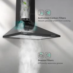 CIARRA 201BK60 Cooker Hood 60cm With Carbon Filters 370m3/h Class A Wall Mounted Extractor Hood - Black 10 CIARRA 201BK60 Cooker Hood 60cm With Carbon Filters 370m3/h Class A Wall Mounted Extractor Hood - Black -Kitchen Supplies Discount Store 36409467 4