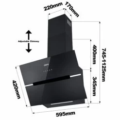 CIARRA 60cm Glass Angled Cooker Hood Class A++ 650m3/h 4 Speeds Touch Control-CD6736FB -Kitchen Supplies Discount Store 36409469 5