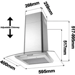 CIARRA 650m3/h 60cm Cooker Hood With Carbon Filter Class A Stainless Steel Glass Extractor Hood -506SS60 -Kitchen Supplies Discount Store 36409473 5