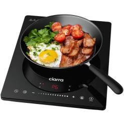 CIARRA Single Induction Hob 2000W, Touch Control Black Polished Crystal Glass Panel Safety Lock-CBTIH1