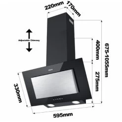 CIARRA 60cm Angled Wall Mounted Cooker Hood With 3-speed Extraction-CD6736DB -Kitchen Supplies Discount Store 36409480 5