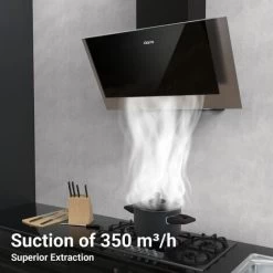 CIARRA 60cm Angled Cooker Hood With 3-speed Extraction -736CBK60 -Kitchen Supplies Discount Store 36409485 3