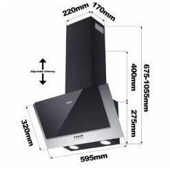CIARRA 60cm Angled Cooker Hood With 3-speed Extraction -736CBK60 -Kitchen Supplies Discount Store 36409485 5