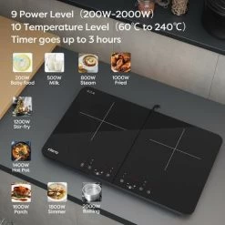 CIARRA 2800W Induction Hob 9 Power Levels 10 Temperature Levels Safety Lock-CUTIH2 9 CIARRA 2800W Induction Hob 9 Power Levels 10 Temperature Levels Safety Lock-CUTIH2 -Kitchen Supplies Discount Store 36409488 3