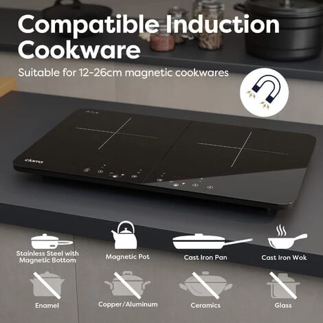 CIARRA 2800W Induction Hob 9 Power Levels 10 Temperature Levels Safety Lock-CUTIH2 7 CIARRA 2800W Induction Hob 9 Power Levels 10 Temperature Levels Safety Lock-CUTIH2 - Image 5