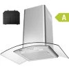 CIARRA 60cm Curved Glass Wall Mounted Cooker Extractor Hood 6S506-UK -Kitchen Supplies Discount Store 47309339 1