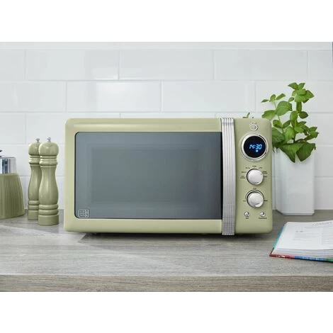 Swan Retro 800W LED Digital Microwave Green 6 Swan Retro 800W LED Digital Microwave Green - Image 4
