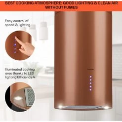 Klarstein Beretta, Island Extractor Hood, Ø 35 Cm, Exhaust / Circulating Air, 650m³ / H, LED, Copper -Kitchen Supplies Discount Store 56581942 4