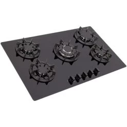 SIA BGH90BL 90cm Black 5 Burner Gas On Glass Hob Cast Iron Supports LPG Kit -Kitchen Supplies Discount Store 65334511 5