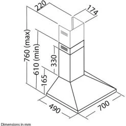SIA CHL70BL 70cm Chimney Cooker Hood Kitchen Extractor Fan In Black -Kitchen Supplies Discount Store 65334535 4